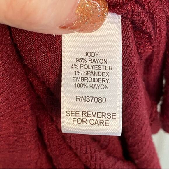 RUFFLED BABYDOLL TOP by Cato Flowy casual L lace accent front - Picture 5 of 7